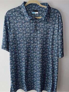 PGA Tour Men's Navy Blue Floral Polo